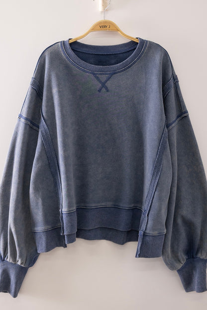 Vintage Washed Sweatshirt-Denim