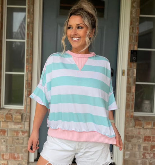 Flutter Elbow Sleeve French Terry Top