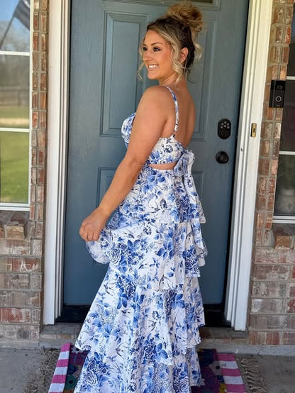 Floral Print Tiered Maxi Dress