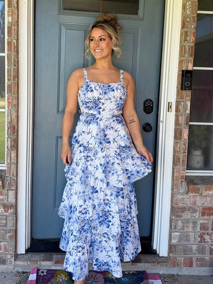 Floral Print Tiered Maxi Dress