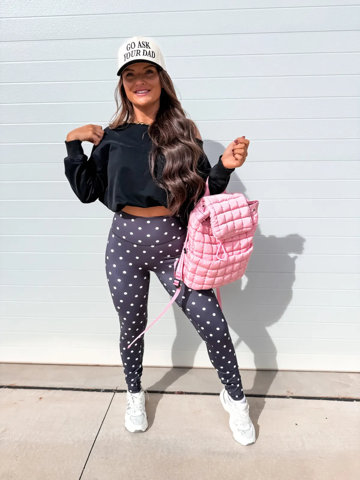 Sculpt Leggings in Black with White Polka Dots