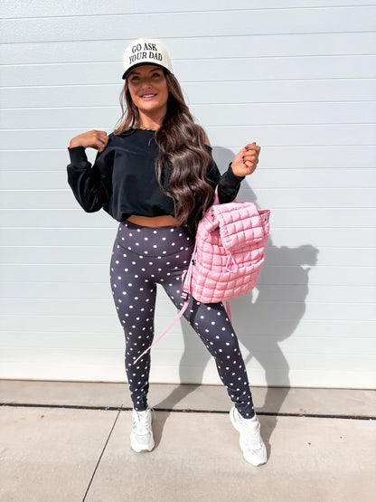 Sculpt Leggings in Black with White Polka Dots