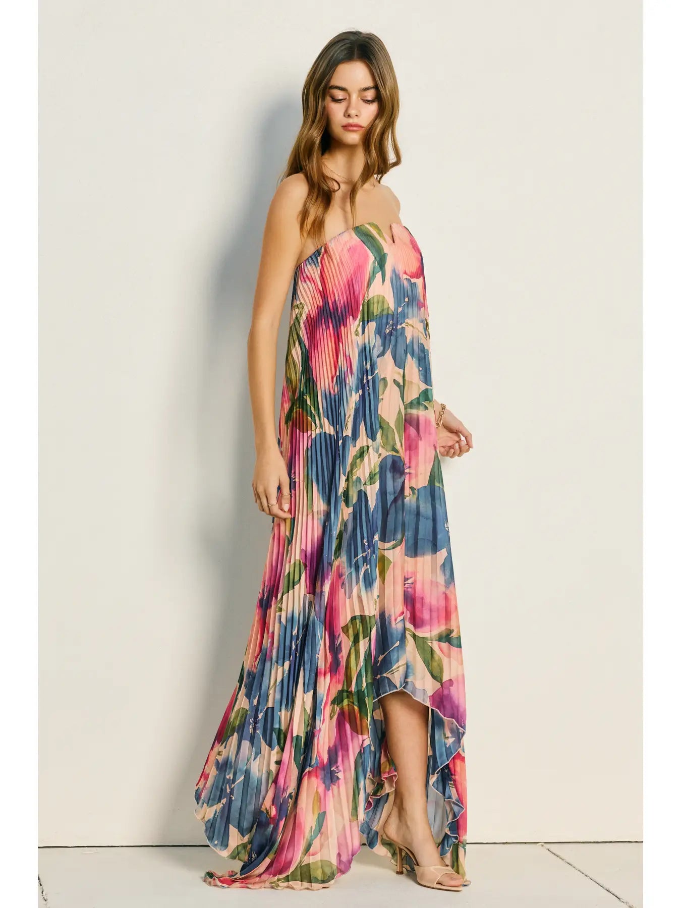 Meadowlark Pleated Maxi Column Dress