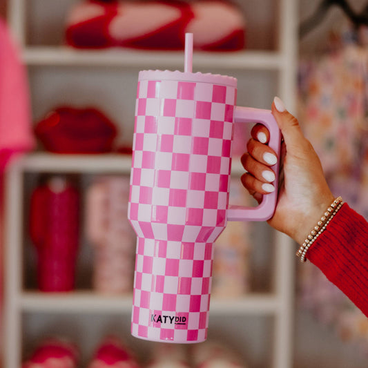 Pink Checker Easter Stainless Steel Tumbler