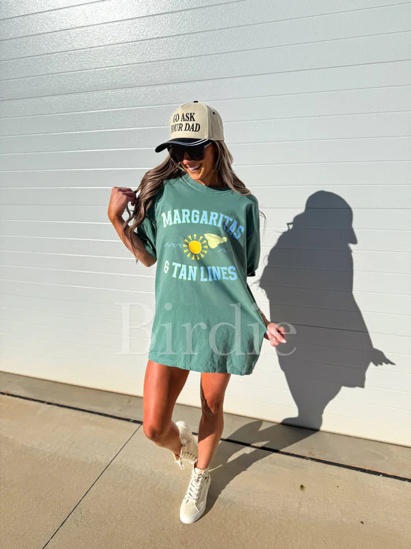 Margaritas and Tan Lines Graphic Tee on Light Green
