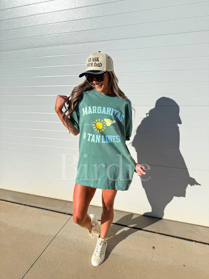 Margaritas and Tan Lines Graphic Tee on Light Green
