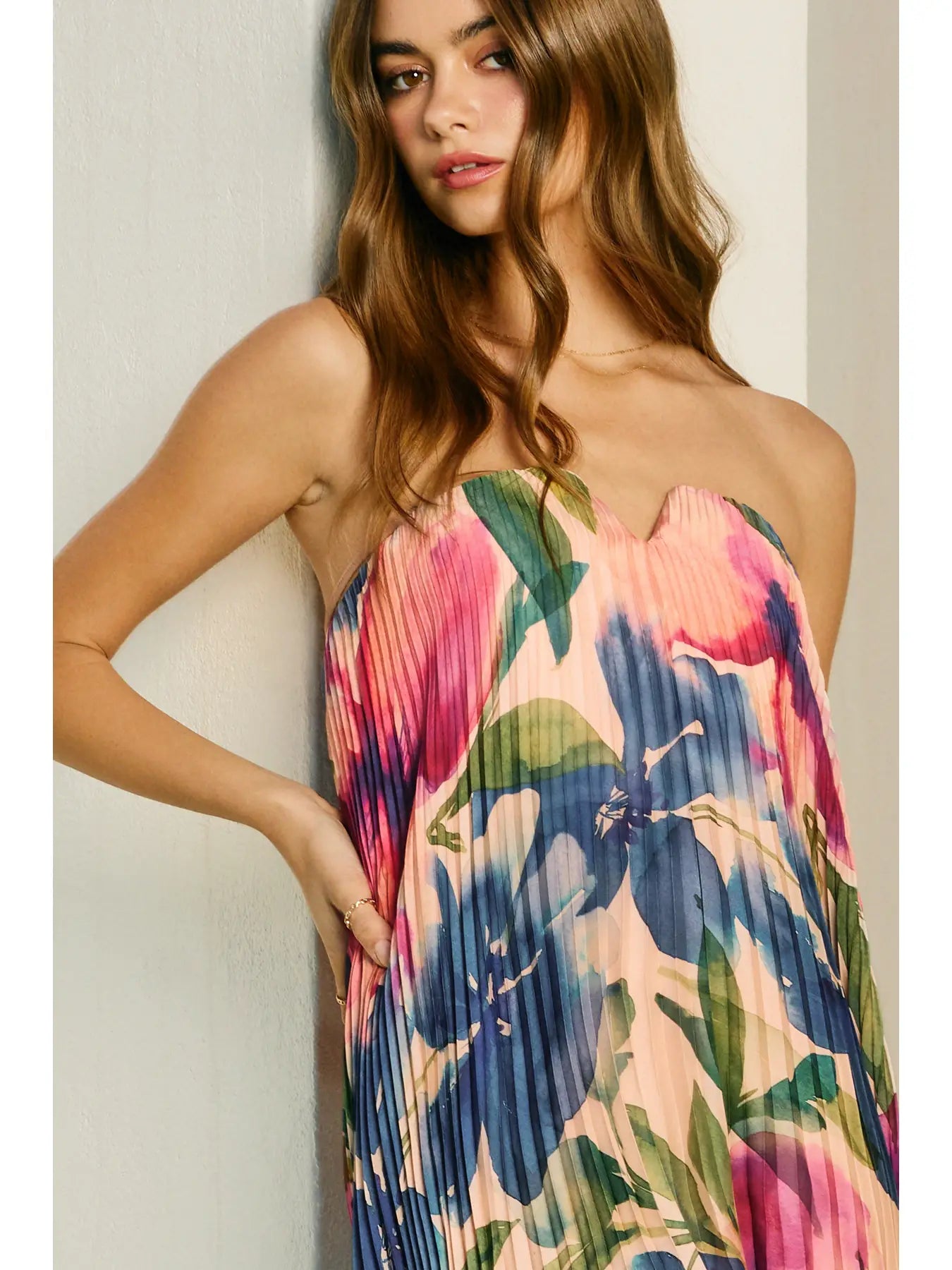 Meadowlark Pleated Maxi Column Dress