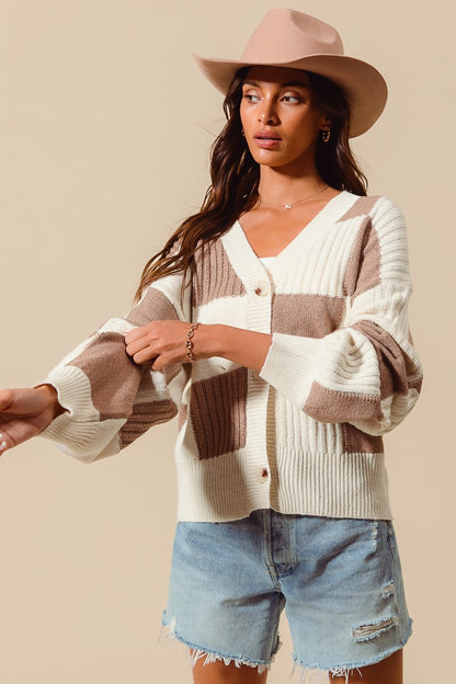Checkered Sweater Cardigan