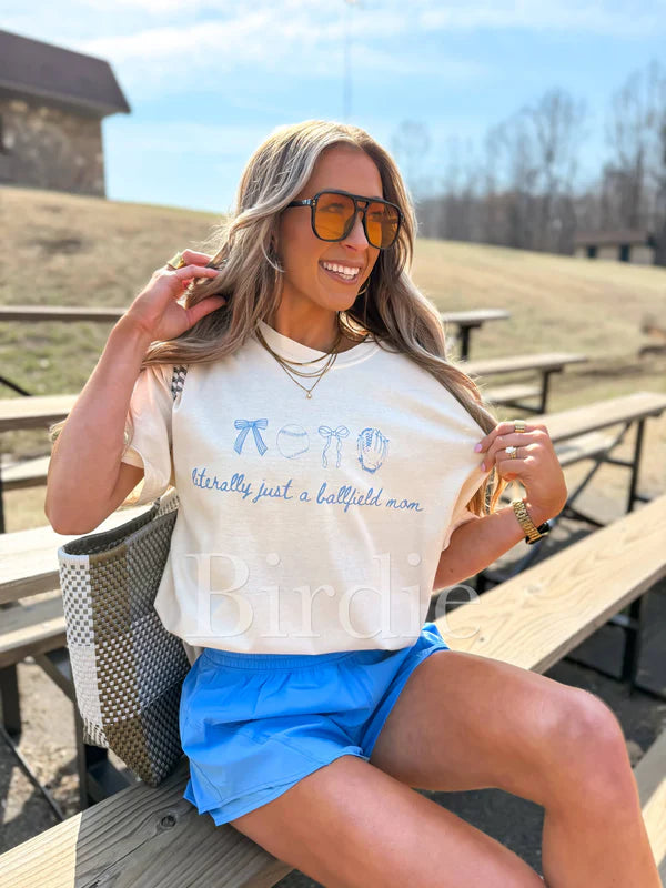 Literally Just A Ballfield Mom Graphic Tee on Ivory
