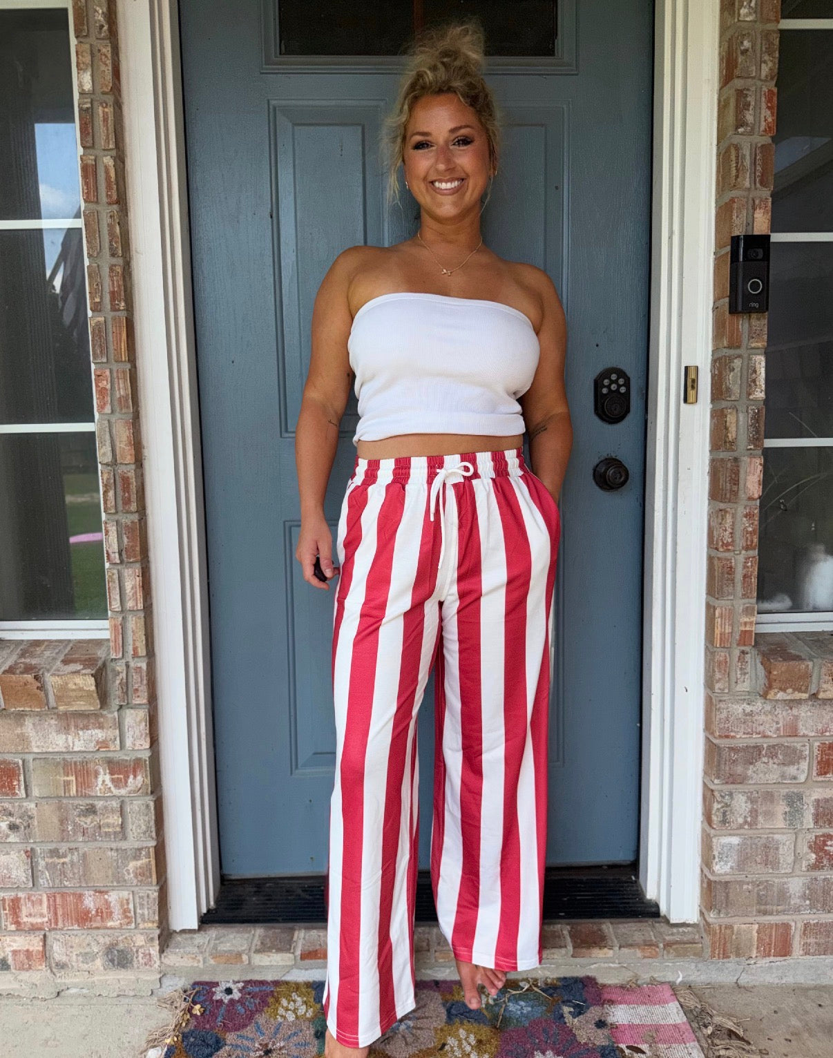 STRIPE DAYDREAM IN THE PANTS RED & WHITE