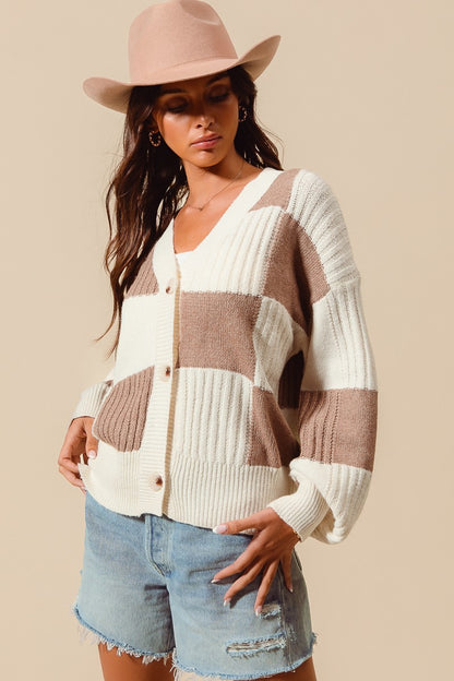 Checkered Sweater Cardigan
