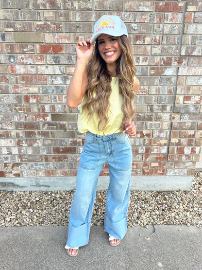 Linen Yellow Crop Top