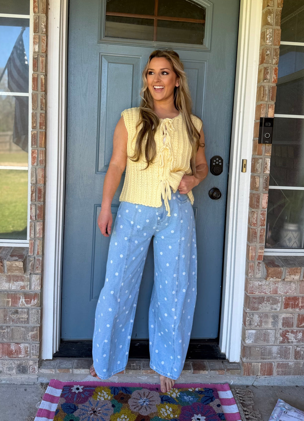 You Make Me Happy Dotted Barrel Jeans