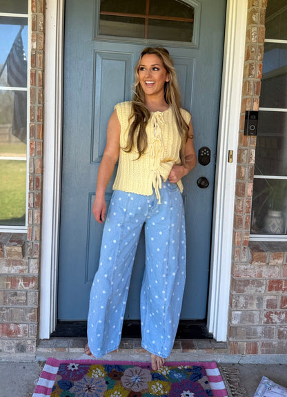 You Make Me Happy Dotted Barrel Jeans