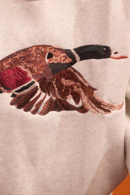 'mallard' Embroidered Wildlife Mock-neck Sweatshirt