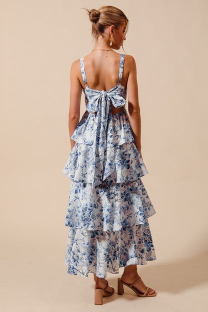 Floral Print Tiered Maxi Dress
