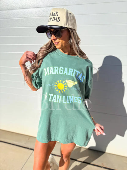 Margaritas and Tan Lines Graphic Tee on Light Green