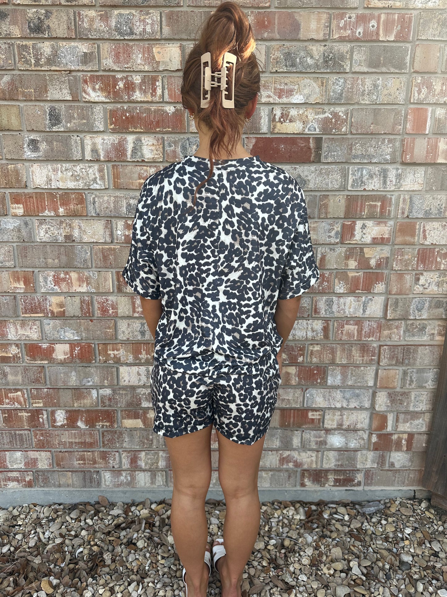 Cheetah Printed Casual Tee and Shorts Lounge Set