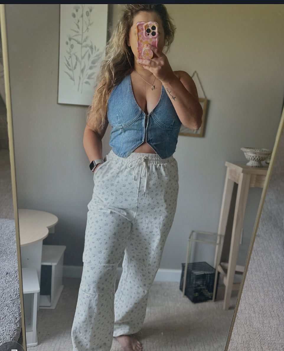 River Crop Denim Vest