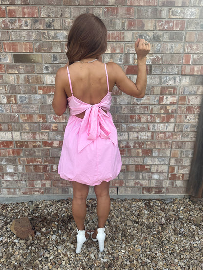 Poppy in Pink Bubble Hem Mini Dress