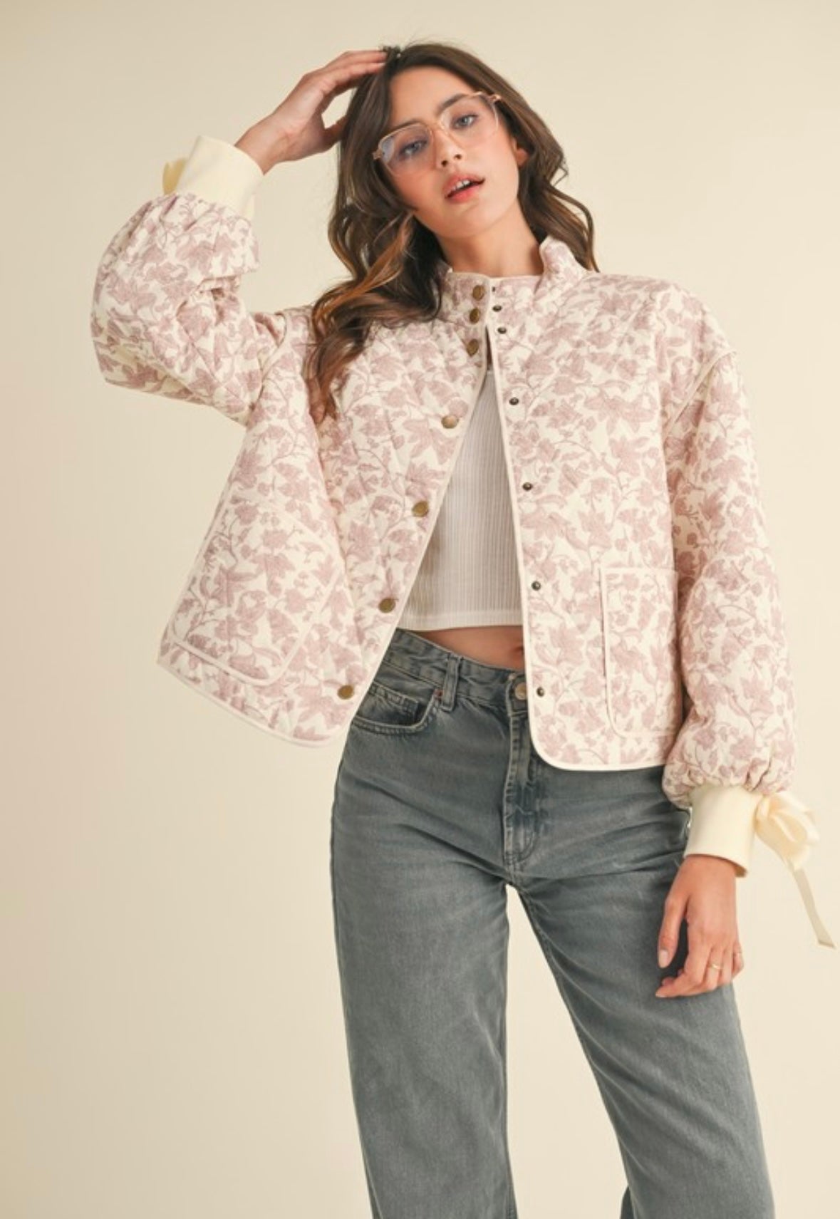 Cami Floral Pink Bow Jacket