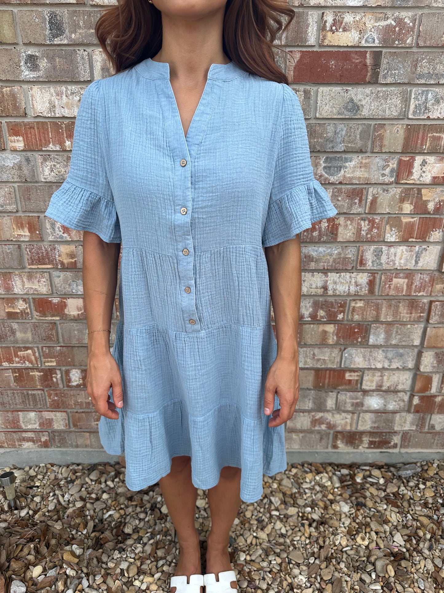 Mineral Washed Baby Bell Sleeve Woven Mini Dress