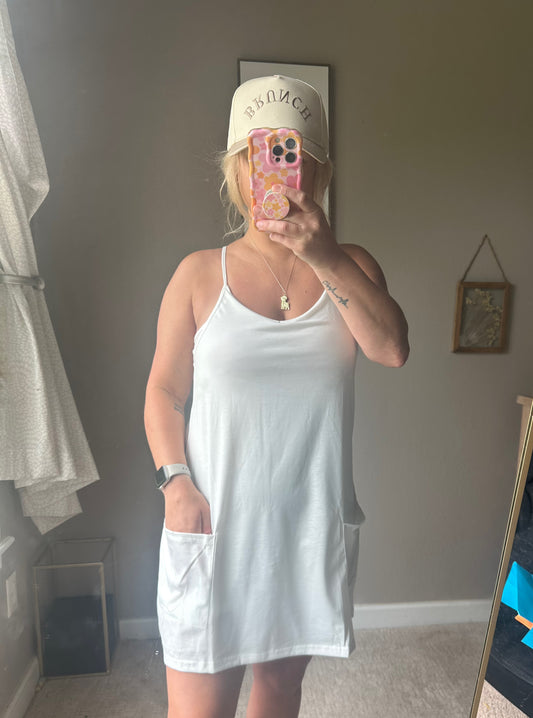 Hot Shot Tennis Athletic Dress Romper-White