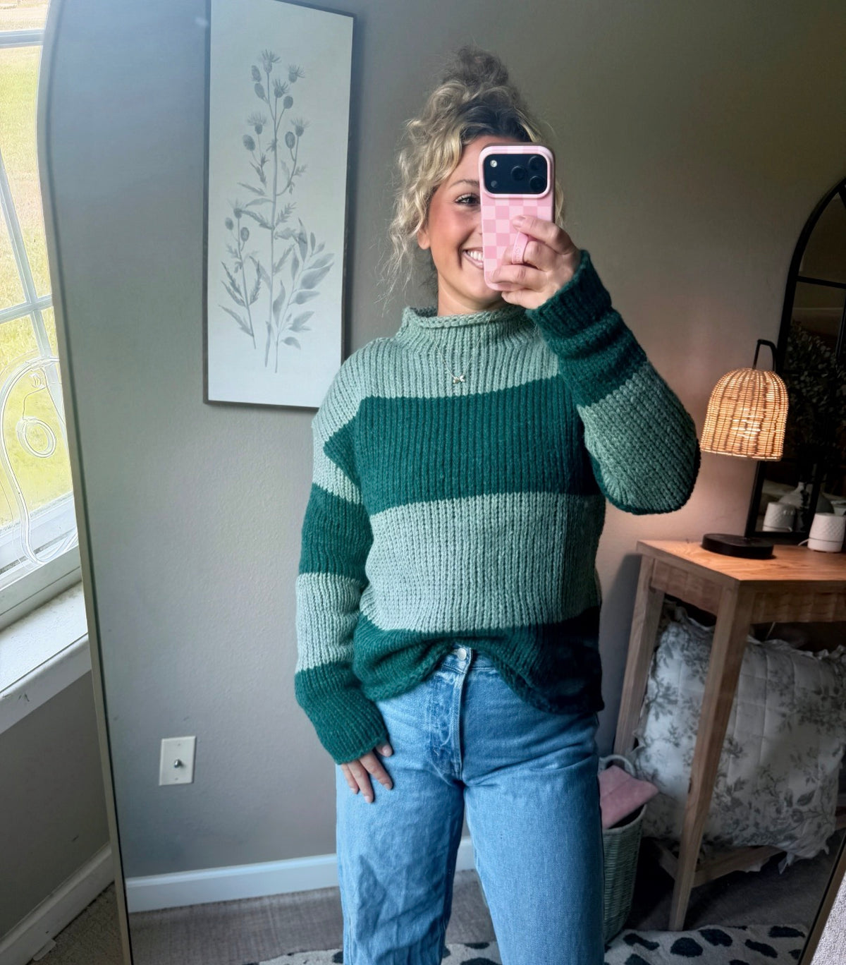 MOCK NECK SOFT HORIZON RIBBED KNIT PULLOVER SWEATER