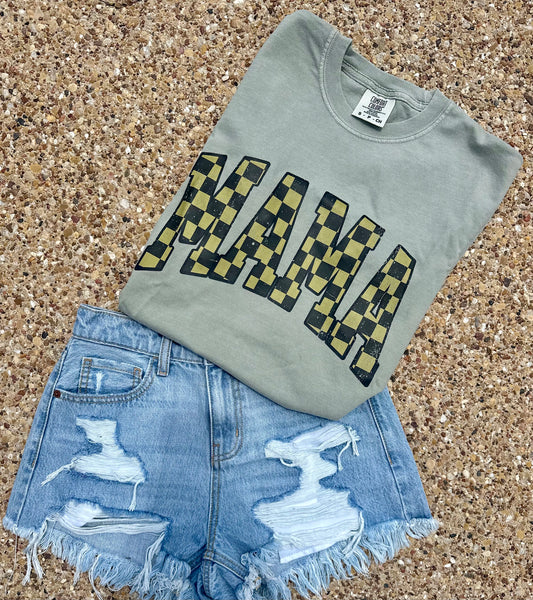 Checkered Mama graphic tee