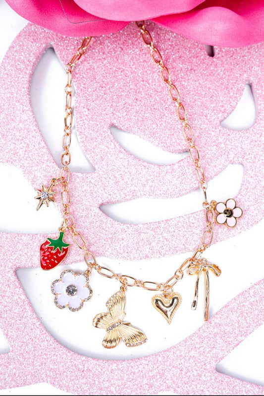 Viola Strawberry Goldtone Charm Necklace