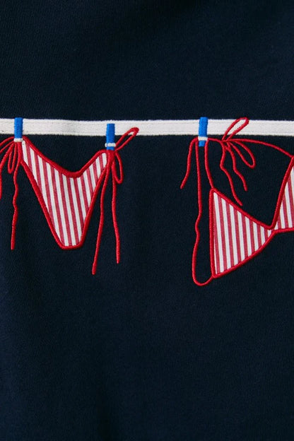 Red, White & Bikinis Clothesline Graphic Sweatshirt