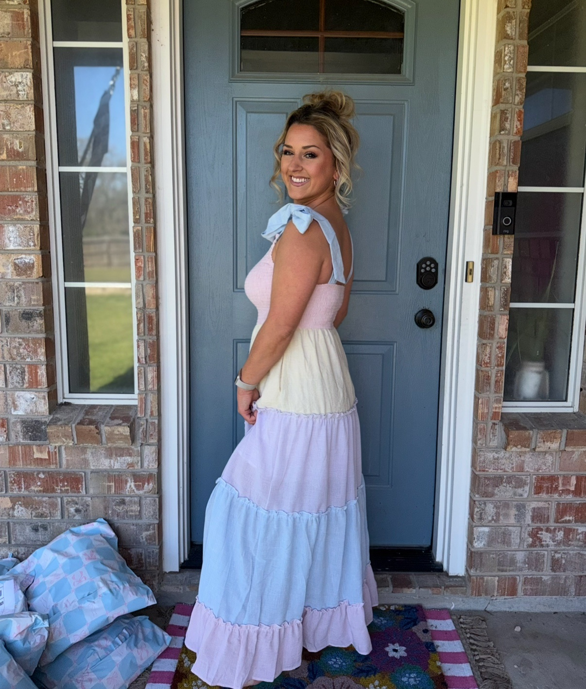 Spring Top Linen Tiered Maxi Dress