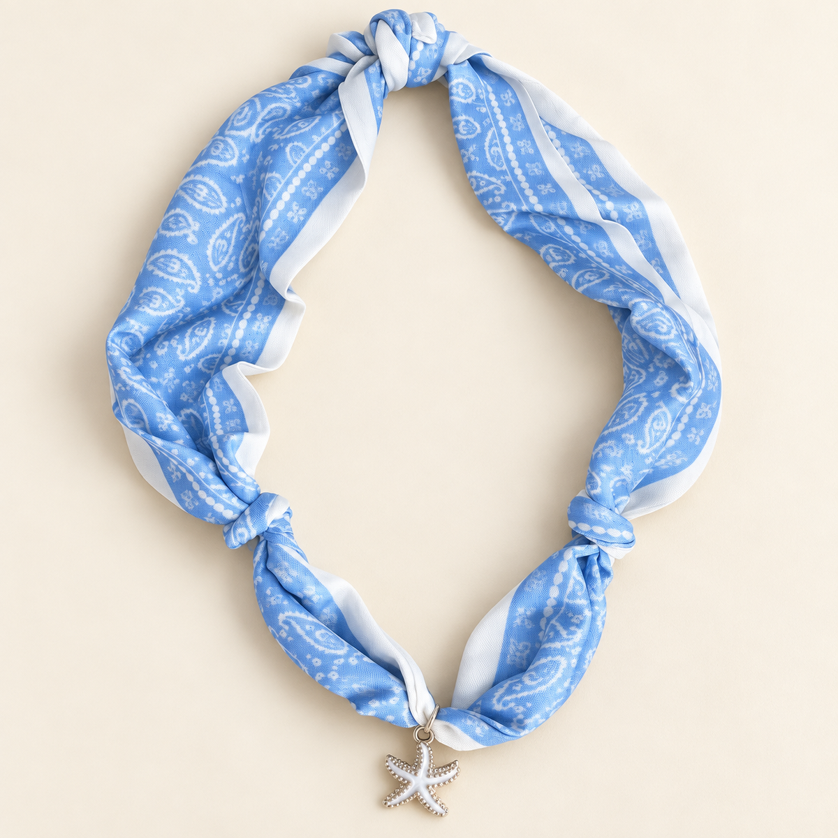 Blue Paisley Starfish Scsrf Necklace