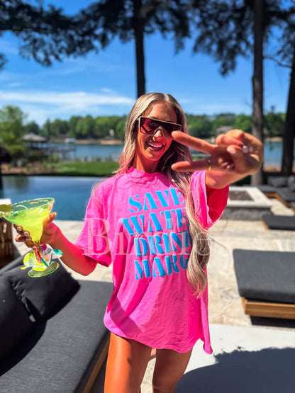 Save Water Drink Margs Vinyl Graphic on Neon Pink