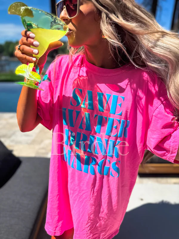 Save Water Drink Margs Vinyl Graphic on Neon Pink
