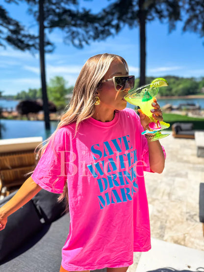 Save Water Drink Margs Vinyl Graphic on Neon Pink