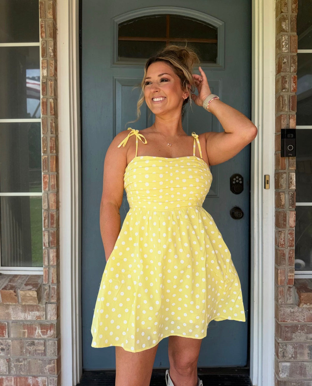 Polka Dot Pleated Mini Dress Romper