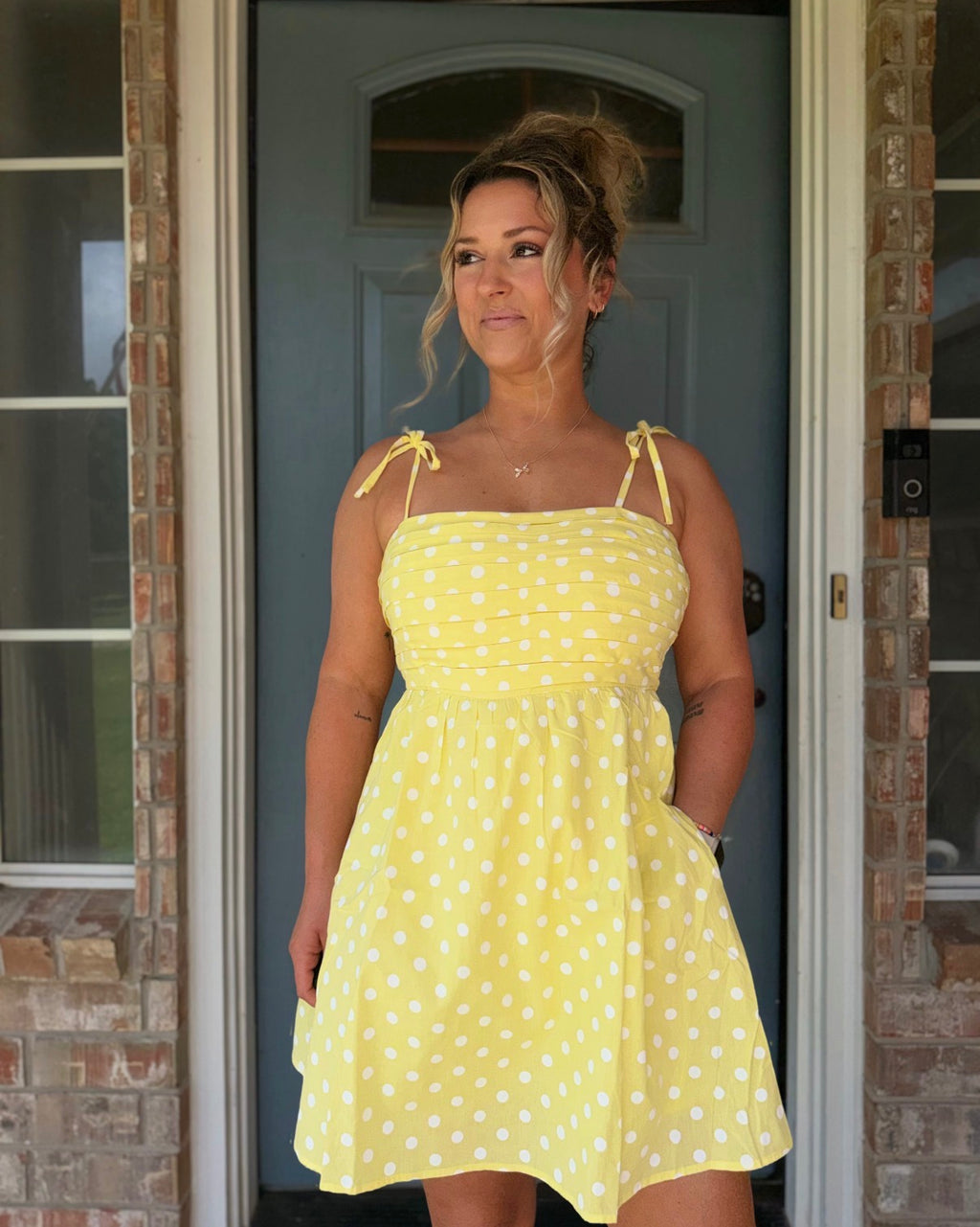 Polka Dot Pleated Mini Dress Romper