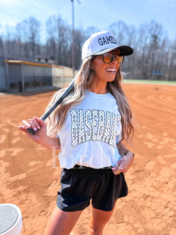 Baseball Polkadot Graphic Tee on Chambray