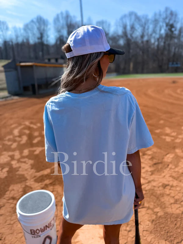 Baseball Polkadot Graphic Tee on Chambray