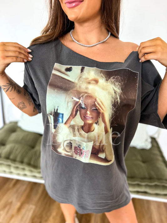 Barbie OFF SHOULDER Graphic Tee on Pepper