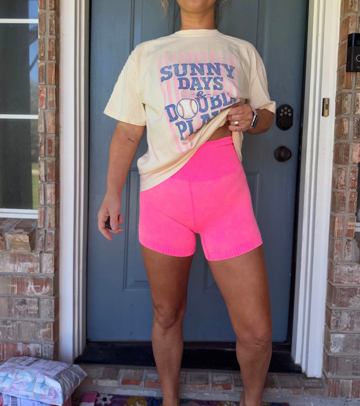 Washed Seamless High Waisted Shorts Pink