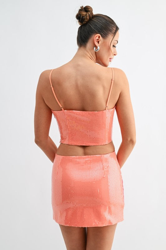 Sunset Glow Sequin Skirt Set