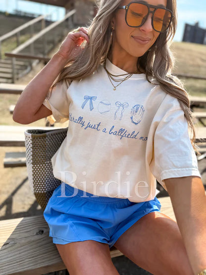 Literally Just A Ballfield Mom Graphic Tee on Ivory