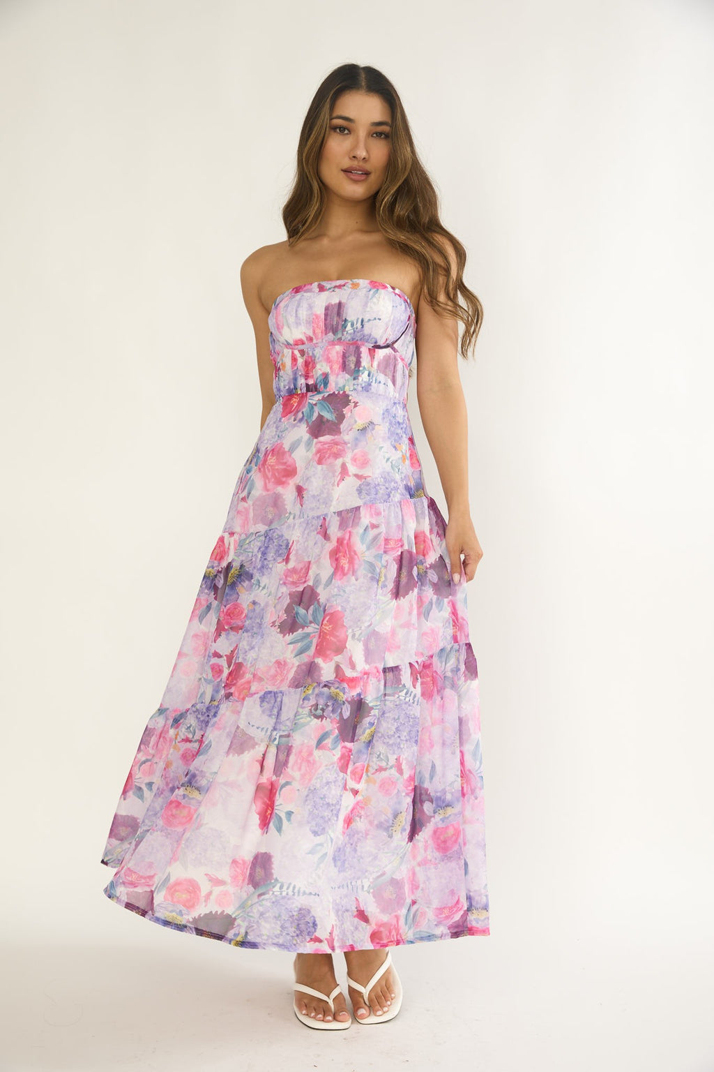 Lyla Strapless Tiered Maxi Dress