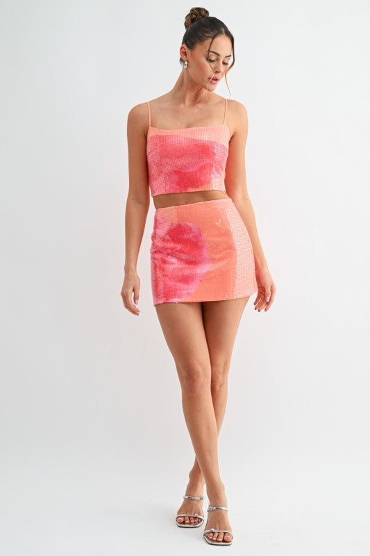 Sunset Glow Sequin Skirt Set