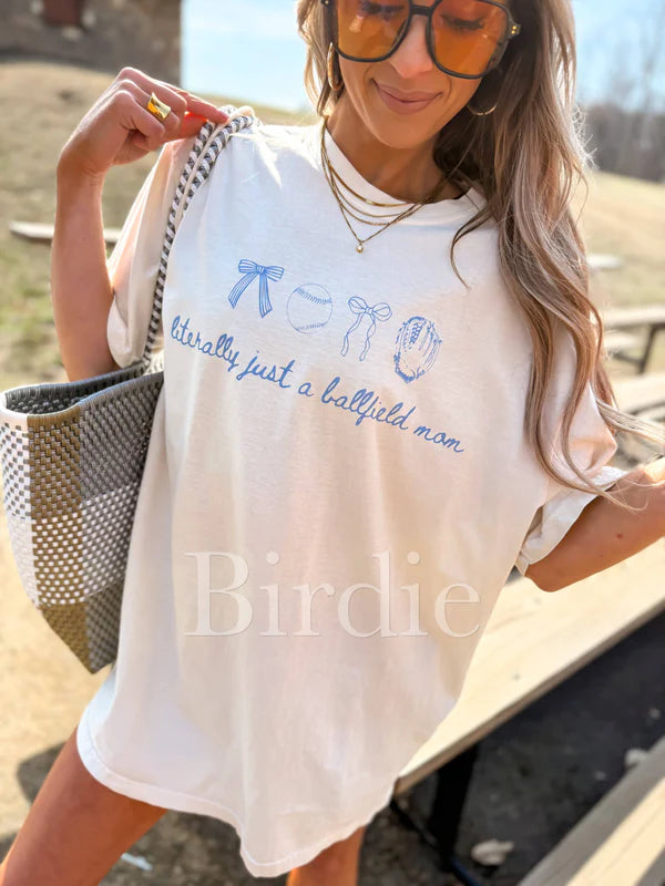 Literally Just A Ballfield Mom Graphic Tee on Ivory