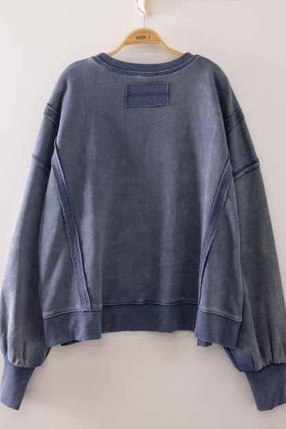 Vintage Washed Sweatshirt-Denim