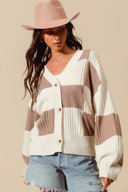 Checkered Sweater Cardigan
