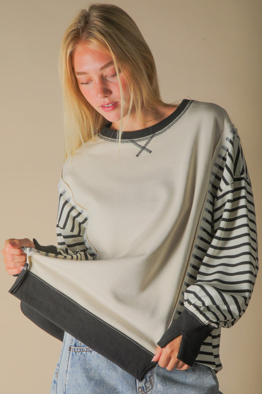 Oversized Striped Knit Top